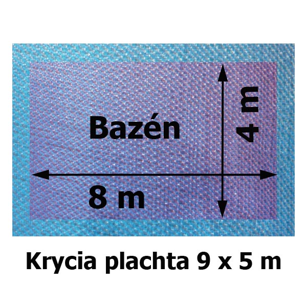 Krycia plachta modrá 9x5m obdľžnik na bazén 8 x 4m